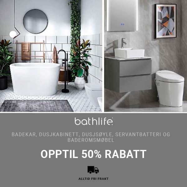 Tilbud på Bathlife | opptil 50% | badekar | dusj | baderomsmøbler
